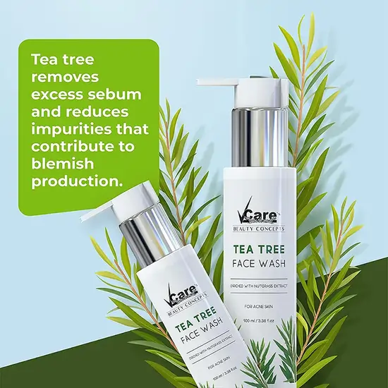 Tea Tree Face wash,Tea tree face cleanser,Best face wash,cleanser for soft skin,Vcare tea tree face wash